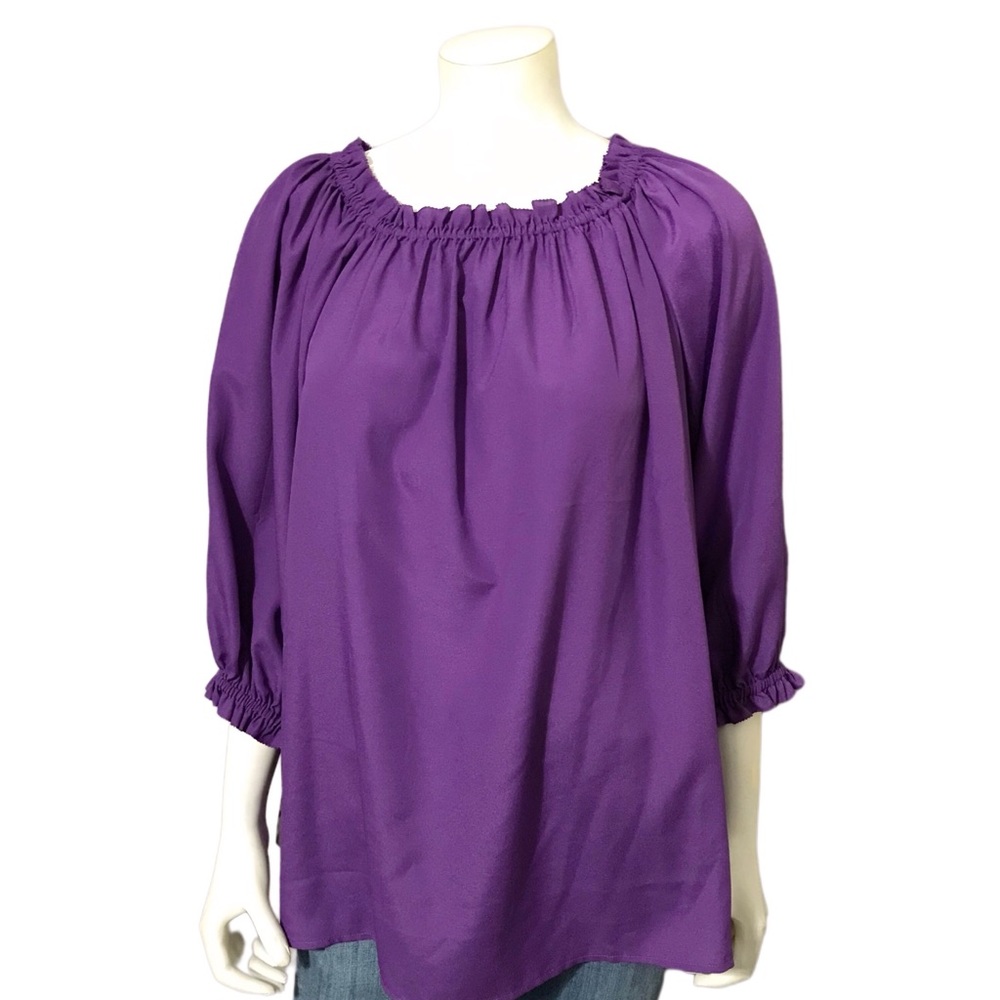 Completely Me | Liz Lange Purple Ruffle Neck Blouse Sz-1X